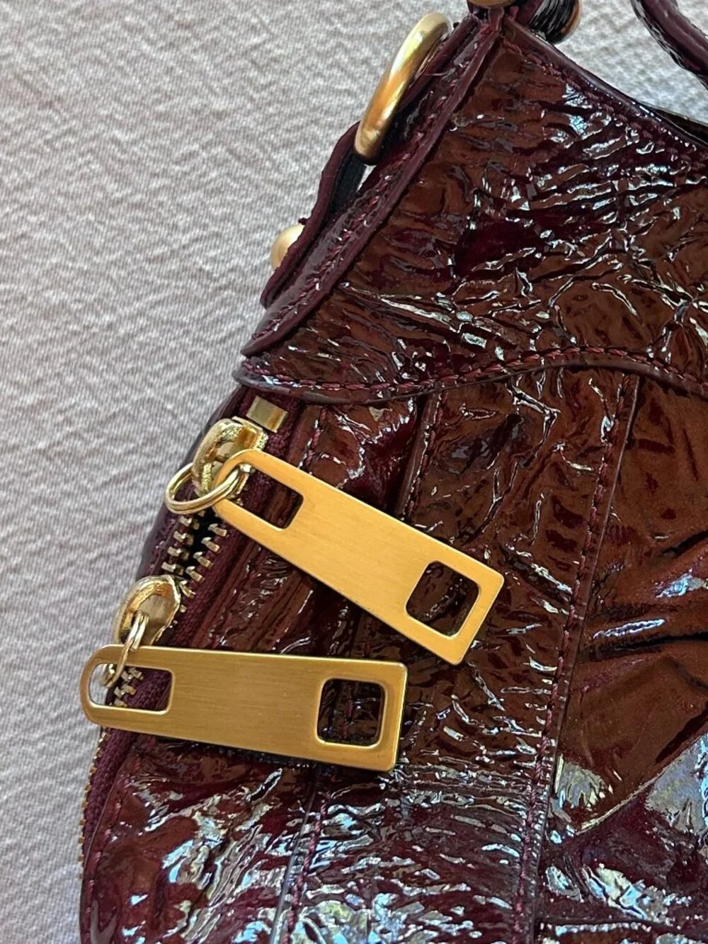 Steven by Steve Madden | Dark Burgundy Hobo Bag with Gold Details